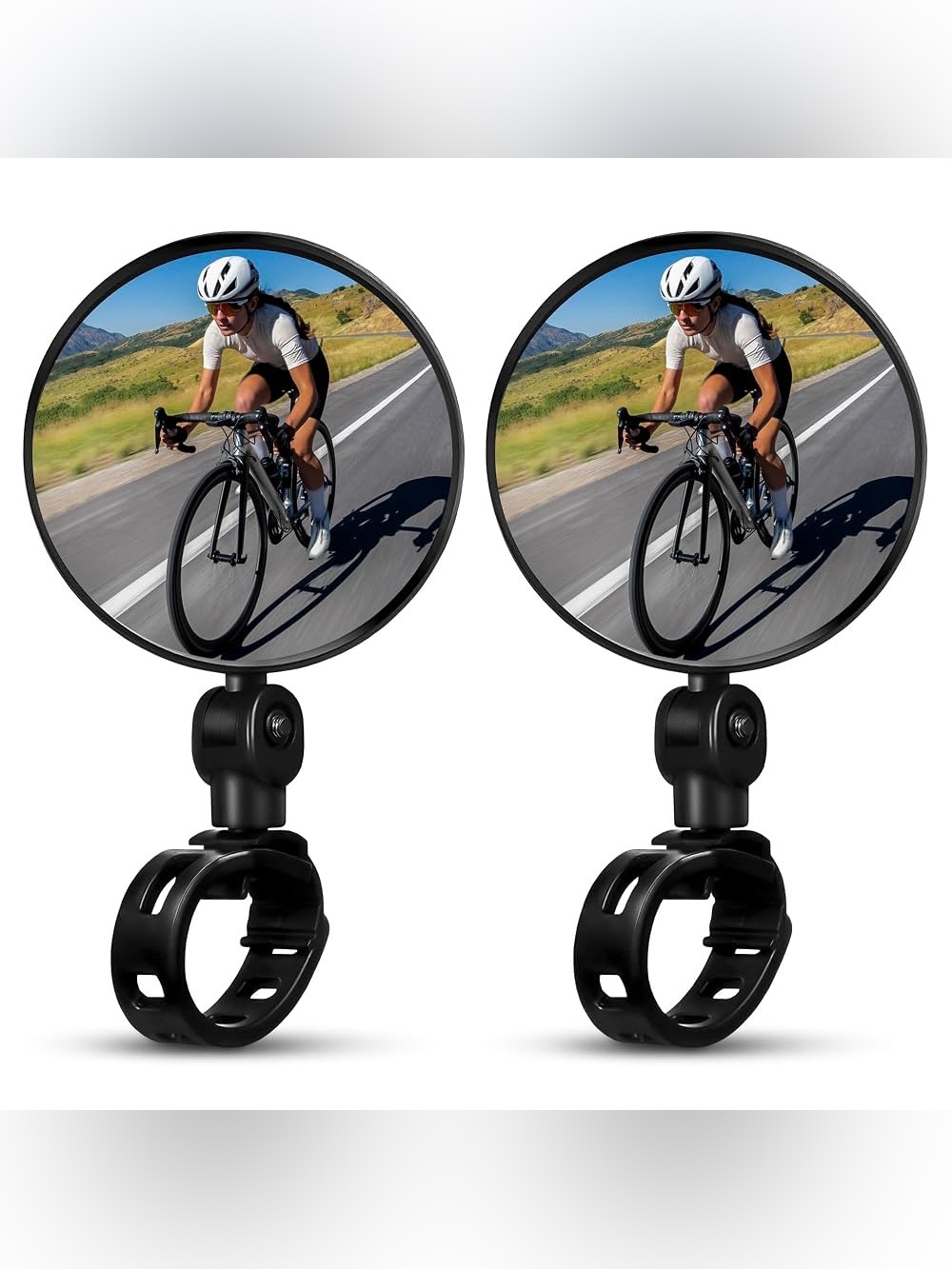 Pair of Compact Round Bike Mirrors in Black